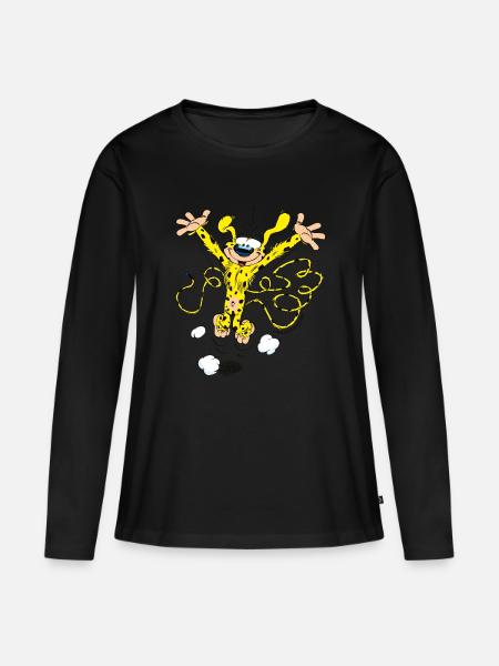 Marsupilami Happy - Frauen Premium Bio Langarmshirt - Schwarz