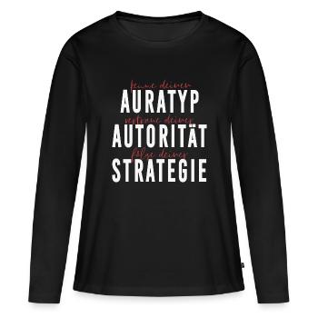 Auratyp, Autorität und Strategie - Frauen Premium Bio Langarmshirt - Schwarz - Vorne - Julia (174cm)