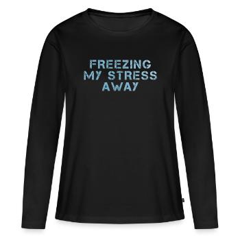 Geler mon stress - T-shirt manches longues Premium bio Femme - noir - Devant - Julia (174cm)