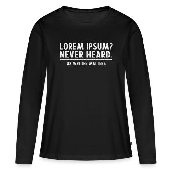 L’importance de l’écriture UX - T-shirt manches longues Premium bio Femme - noir - Devant - Julia (174cm)