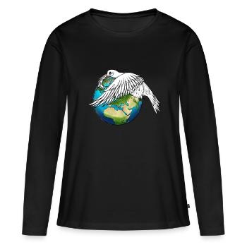 The Dove of Peace Weeps and Holds the Earth - Women's Premium Organic Long Sleeve Shirt - black - Front - Julia (174cm)