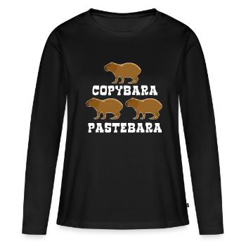 Copybara - Capybara Wortspiel - Copy Paste - Frauen Premium Bio Langarmshirt - Schwarz - Vorne - Julia (174cm)