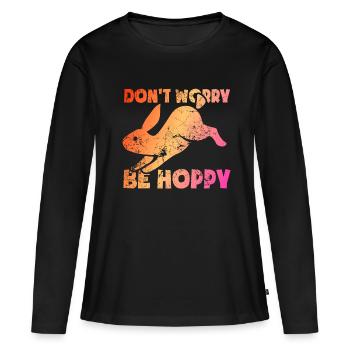 Don't worry be hoppy - Women's Premium Organic Long Sleeve Shirt - black - Front - Julia (174cm)