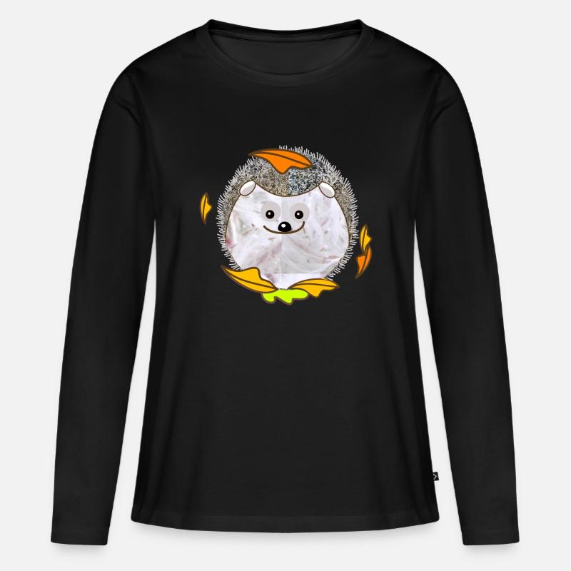 niedlicher Igel - Frauen Premium Bio Langarmshirt - Schwarz