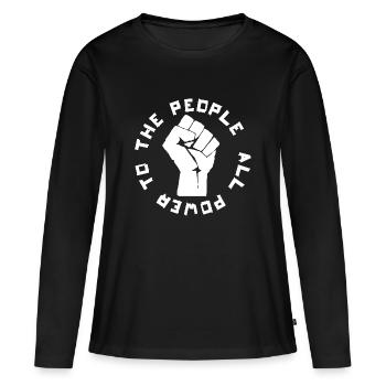 ALL POWER TO THE PEOPLE ROUND - T-shirt manches longues Premium bio Femme - noir - Devant - Julia (174cm)