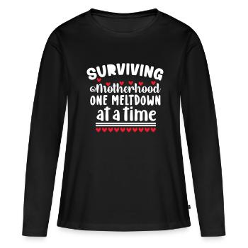 Surviving Motherhood one meltdown at a time - Women's Premium Organic Long Sleeve Shirt - black - Front - Julia (174cm)