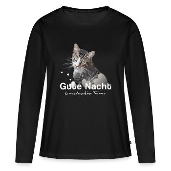 Chemise de bonne nuit Chemise de nuit - T-shirt manches longues Premium bio Femme - noir - Devant - Julia (174cm)