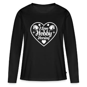 J’aime Hobby Horsing - Coeur - Hobby - T-shirt manches longues Premium bio Femme - noir - Devant - Julia (174cm)