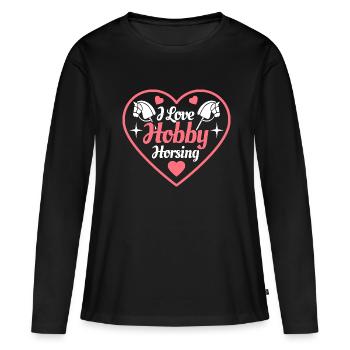J’aime Hobby Horsing - Coeur - Hobby - T-shirt manches longues Premium bio Femme - noir - Devant - Julia (174cm)