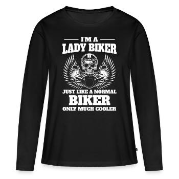 Biker Motorcycle Woman Gift Idea - Women's Premium Organic Long Sleeve Shirt - black - Front - Julia (174cm)