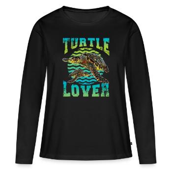 Schildkroete - Frauen Premium Bio Langarmshirt - Schwarz - Vorne - Julia (174cm)