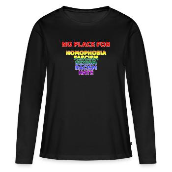 No place for Homophobia cadeau drôle - T-shirt manches longues Premium bio Femme - noir - Devant - Julia (174cm)