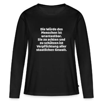Base article 1 cadeau drôle - T-shirt manches longues Premium bio Femme - noir - Devant - Julia (174cm)