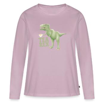 Thé Rex - T-shirt manches longues Premium bio Femme - rose poudré - Devant - Julia (174cm)