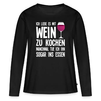 Koch - Wein lustiges Geschenk - Frauen Premium Bio Langarmshirt - Schwarz - Vorne - Julia (174cm)