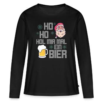 Ho Ho Hol mir mal ein Bier - Frauen Premium Bio Langarmshirt - Schwarz - Vorne - Julia (174cm)