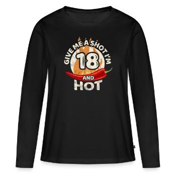 18 Birthday Age of Majority Party Gift - Women's Premium Organic Long Sleeve Shirt - black - Front - Julia (174cm)