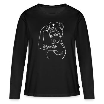 Nurse Life - T-shirt manches longues Premium bio Femme - noir - Devant - Julia (174cm)