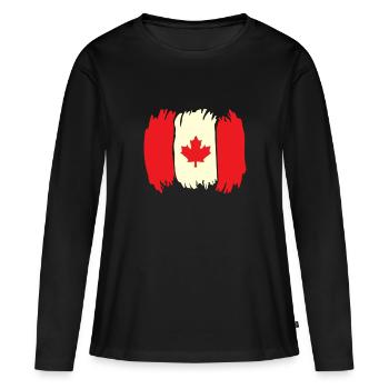 Drapeau du Canada - T-shirt manches longues Premium bio Femme - noir - Devant - Julia (174cm)