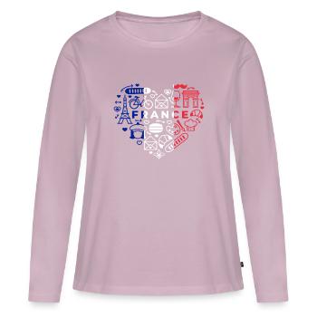 France - T-shirt manches longues Premium bio Femme - rose poudré - Devant - Julia (174cm)
