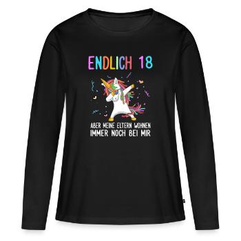Endlich 18 Geburtstag - 18 Jahre Mädchen - Frauen Premium Bio Langarmshirt - Schwarz - Vorne - Julia (174cm)