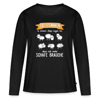 Die Stimmen - Schafe - Frauen Premium Bio Langarmshirt - Schwarz - Vorne - Julia (174cm)