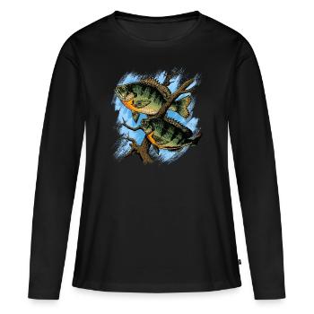 Crapet Arlequin Illustration Pêche Pullover conception - T-shirt manches longues Premium bio Femme - noir - Devant - Julia (174cm)
