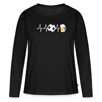 Battement de coeur et bière de football - T-shirt manches longues Premium bio Femme - noir - Devant - Julia (174cm)