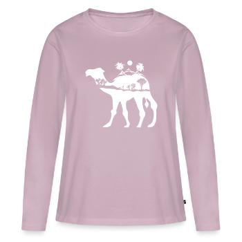 kameel - Vrouwen Premium Bio shirt met lange mouwen - oudroze - Voor - Julia (174cm)