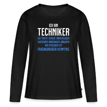 Techniker - Technikerbrief - lustiger Spruch - Frauen Premium Bio Langarmshirt - Schwarz - Vorne - Julia (174cm)
