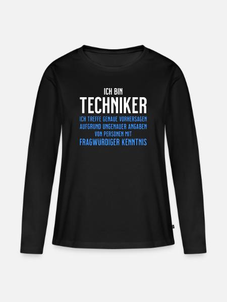 Techniker - Technikerbrief - lustiger Spruch - Frauen Premium Bio Langarmshirt - Schwarz