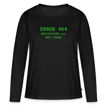 Erreur 404 Motivation.exe introuvable - T-shirt manches longues Premium bio Femme - noir - Devant - Julia (174cm)