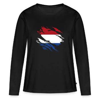Pays-Bas Pavillon - T-shirt manches longues Premium bio Femme - noir - Devant - Julia (174cm)