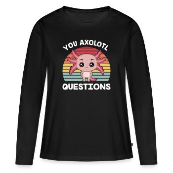 Axolotl - Vous avez beaucoup de questions axolotl - T-shirt manches longues Premium bio Femme - noir - Devant - Julia (174cm)