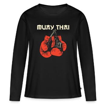 Muay thaï - T-shirt manches longues Premium bio Femme - noir - Devant - Julia (174cm)