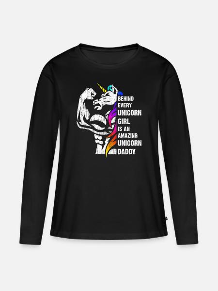 Unicorn Dad Dadacorn Dadicorn Daddycorn - Premium økologisk langermet T-skjorte for kvinner - svart