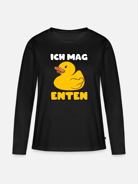 Ente Gelb Enten - Frauen Premium Bio Langarmshirt - Schwarz