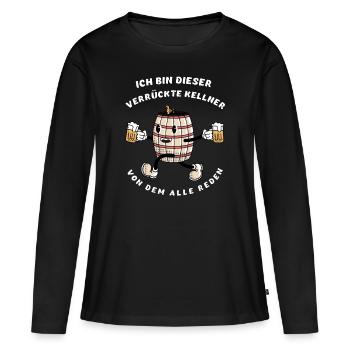 Kellner lustiger Spruch Geschenk-Idee verrückter - Frauen Premium Bio Langarmshirt - Schwarz - Vorne - Julia (174cm)
