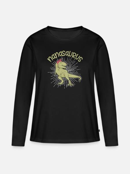 Nanasaurus New Nana DIno Lover Tee Gift fra - Premium økologisk langermet T-skjorte for kvinner - svart