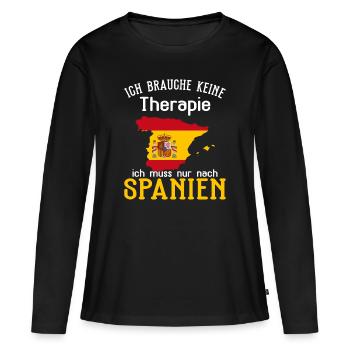 Ich brauche keine Therapie Spanien - Frauen Premium Bio Langarmshirt - Schwarz - Vorne - Julia (174cm)