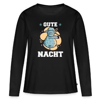 Gute Nacht Schaf - für Schlafsocken als Pyjama - Frauen Premium Bio Langarmshirt - Schwarz - Vorne - Julia (174cm)