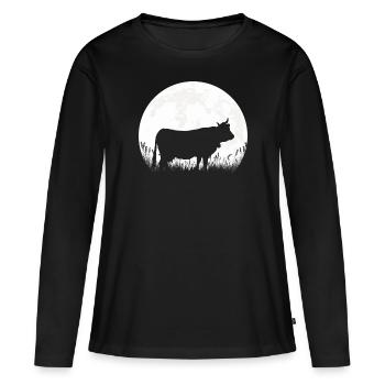 vache lune agriculteur agriculteur cadeau - T-shirt manches longues Premium bio Femme - noir - Devant - Julia (174cm)