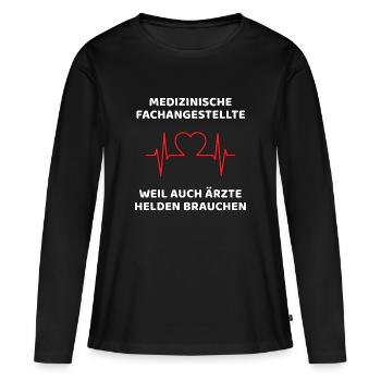 MFA lustiger Spruch - Helden - Frauen Premium Bio Langarmshirt - Schwarz - Vorne - Julia (174cm)