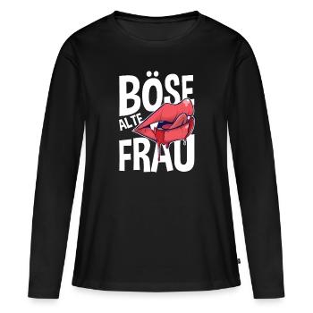 Böse Alte Frau Oma Hexe Ältere Dame Sarkasmus - Frauen Premium Bio Langarmshirt - Schwarz - Vorne - Julia (174cm)
