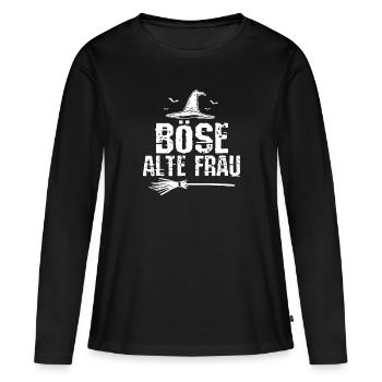 Böse Alte Frau Oma Hexe Ältere Dame Sarkasmus - Frauen Premium Bio Langarmshirt - Schwarz - Vorne - Julia (174cm)