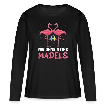 Wir Sind Die Saufen Feiern Lästern Schwestern - Frauen Premium Bio Langarmshirt - Schwarz - Vorne - Julia (174cm)