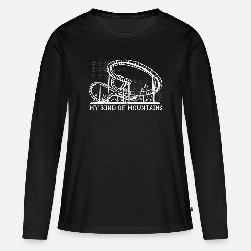 Achterbahn Vergnügungspark - Frauen Premium Bio Langarmshirt - Schwarz