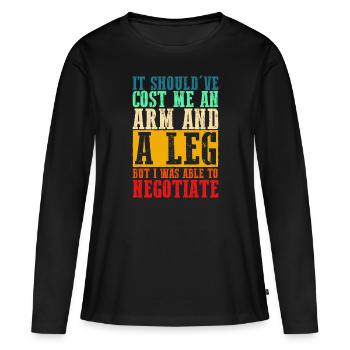 Amputé Il m'a coûté un bras et une jambe - T-shirt manches longues Premium bio Femme - noir - Devant - Julia (174cm)