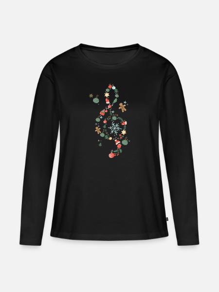 Musiklehrer Notenschlüssel - Frauen Premium Bio Langarmshirt - Schwarz