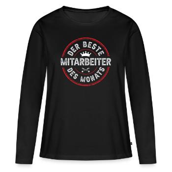 Mitarbeiter des Monats - Frauen Premium Bio Langarmshirt - Schwarz - Vorne - Julia (174cm)